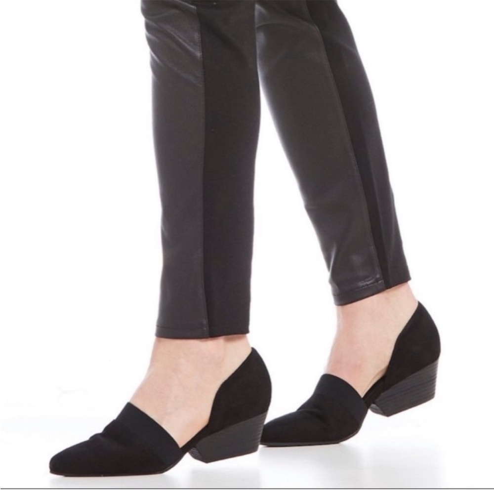 Eileen Fisher Hilly Wedge d'Orsay Pump Black Suede Almond Toe size 8
